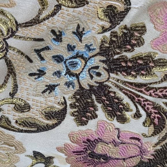 PINK TARTAN* Made in Canada faux back pkt w/ belt loops brocade pants - Picture 6 of 9